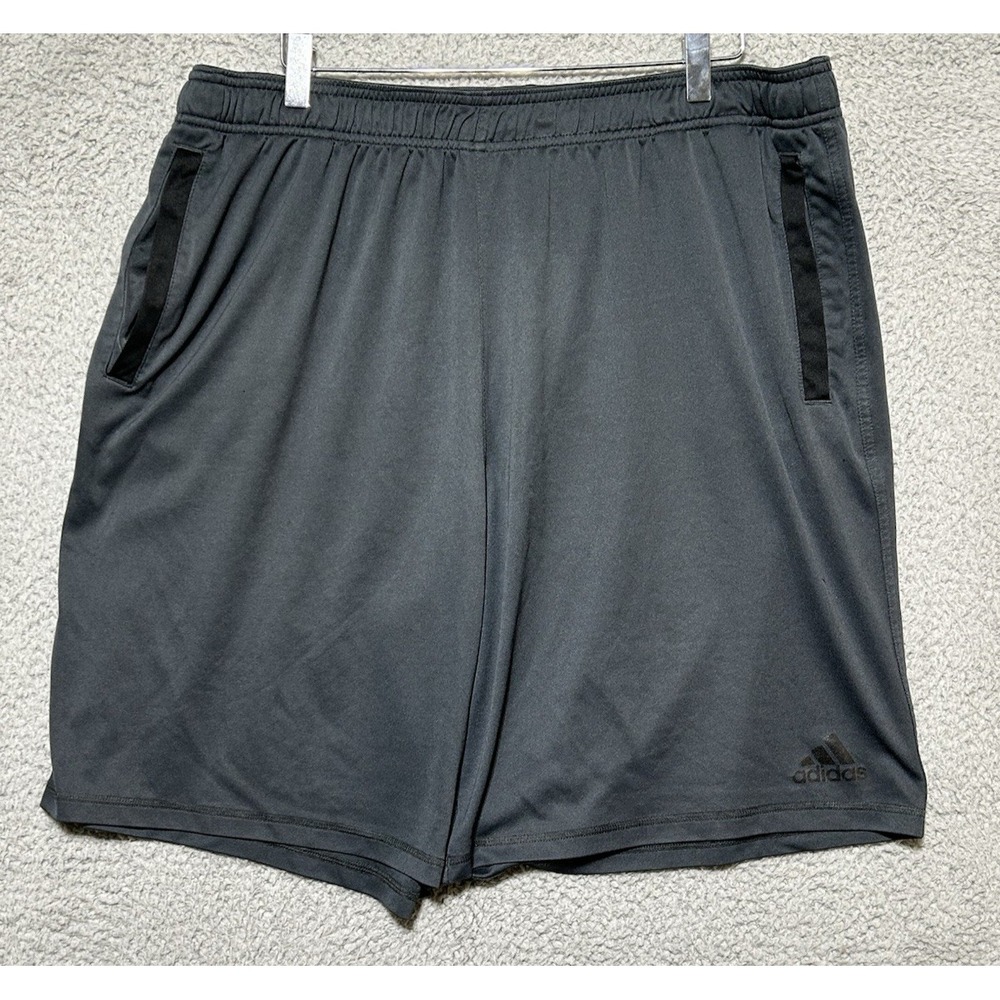 Adidas Jersey Shorts Mens 2XL Gray‎ And Black Climalite Athletic Training